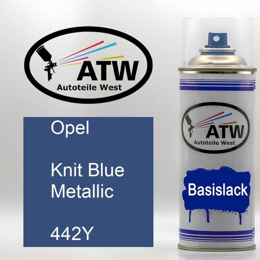 Opel, Knit Blue Metallic, 442Y: 400ml Sprühdose, von ATW Autoteile West.